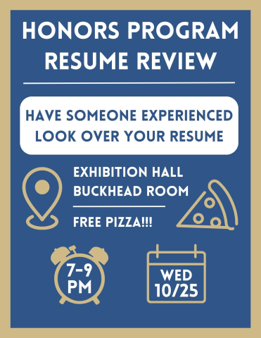 HP resume review flyer fall 2023