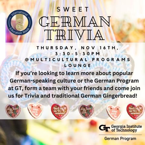 Event graphic for Sweet German Trivia.