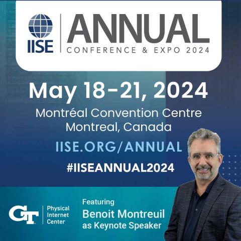 2024 IISE Annual Conference & Expo banner with photo of Benoit Montreuil