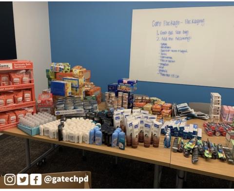 Toiletries and food collected for GTPD's Care Package Drive