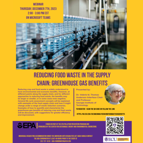 Reducing Food Waste in the Supply Chain Seminar flyer