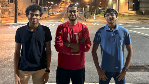 CS majors Arnav Chintawar, Sahibpreet Singh, and Dhruv Roongta.