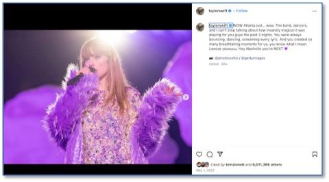 Taylor Swift shared photos of her sold-out Atlanta concerts taken by Terence Rushin (@photorushin), freelance photographer and full-time College of Computing digital communications specialist.