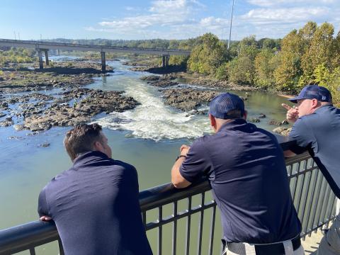 Firefighters overlooking Chattahoochee River