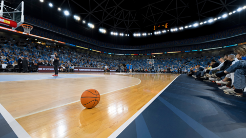 Basketball court stock photo