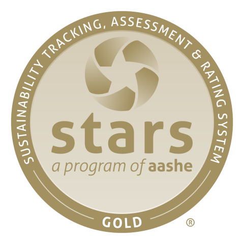Image of the STARS Gold rating for sustainability from AASHE