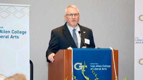 Greg Louden makes remarks at the Ivan Allen College Distinguished Alumni Award ceremony.