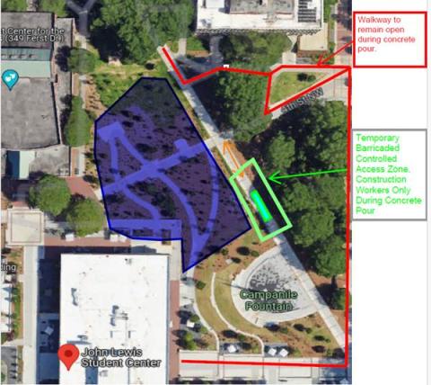 Map of logistics for concrete pour for Pathway to Progress: Celebrating Georgia Tech Women