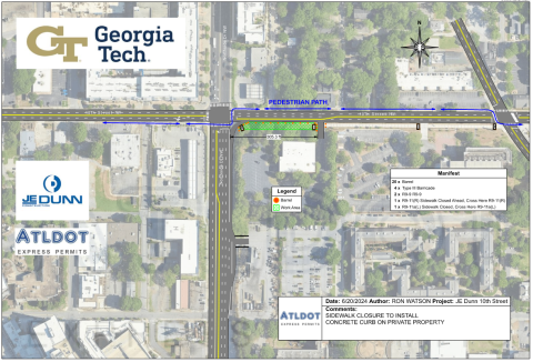 logistics plan for sidewalk work on Northside and 10th street