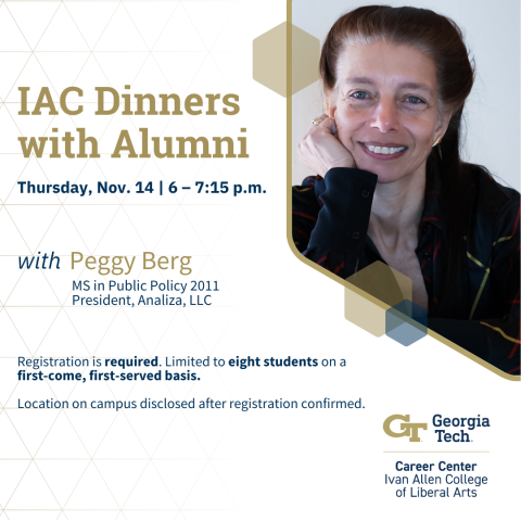 Event flyer featuring the event title, location, date, time, and headshot of the speaker.