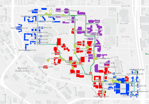 Map of building status during chilled water outage 7/30/24