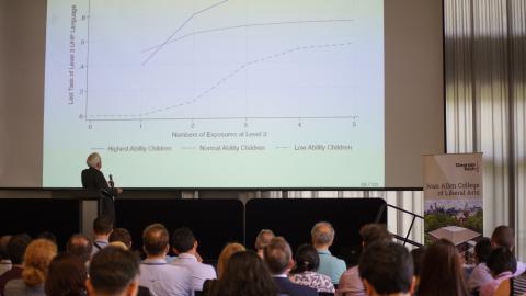 James Heckman speaking at The Society for Economic Measurement (SEM) on Aug. 2.