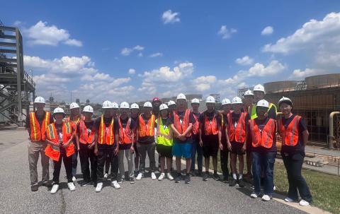 Camp participants during their off-site visit to a power plant in the Atlanta Metro Area