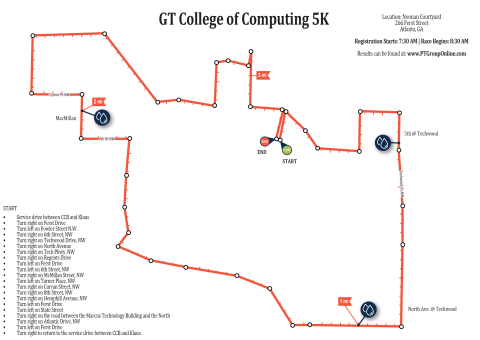 Map of the 5k route