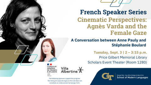 Event flyer featuring the event title, location, date, time, and headshot of the speaker.