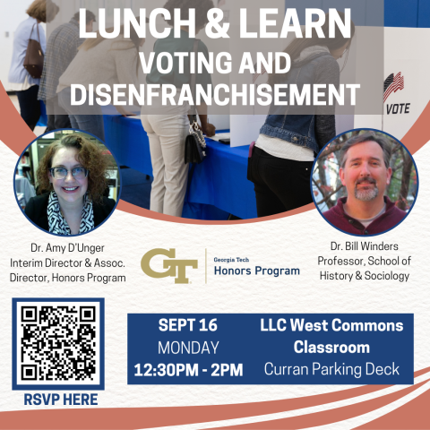 A flyer promoting the Honors Program lunch and learn on September 16th, 2024. 