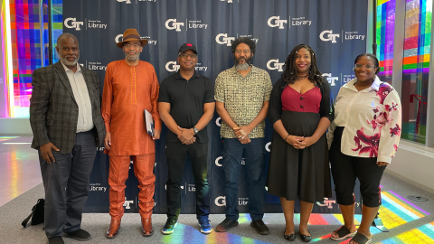 From left to right: Glenn Parris, Balogun Ojetade, Milton J. Davis, Bryant O'Hara, Kyoko M., and Jessica Cage