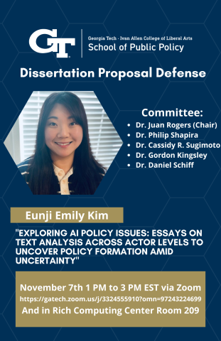 Dissertation proposal defense poster for Eunji Emily Kim
