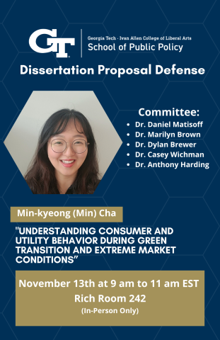Dissertation proposal defense poster for Min-kyeong Cha
