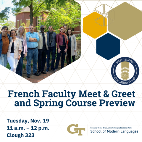 event graphic for French Faculty Meet & Greet on 11-19-24