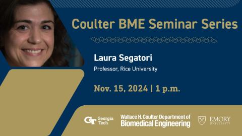 Flyer with image of speaker Laura Segatori at top of page with event details.