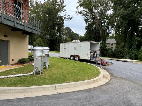 The School of Earth and Atmospheric Sciences’ mobile air quality trailer in Conyers, GA