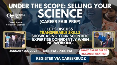 Flyer - CoS Educator Event - Selling your Science - Career Fair Prep