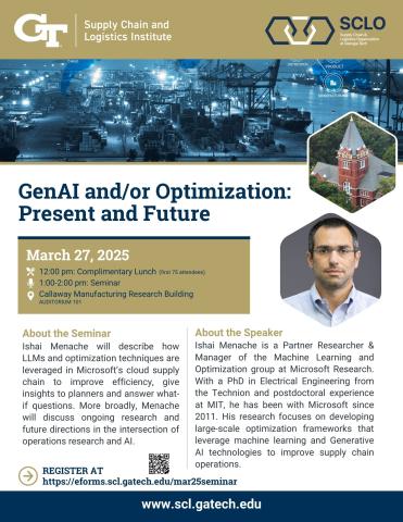 SCL IRC Seminar: GenAI and/or Optimization: Present and Future