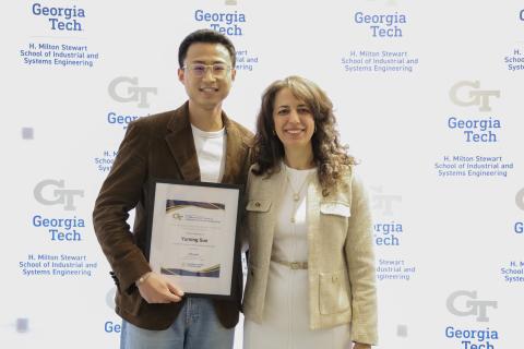 Yuming Sun and ISyE Chair, Pinar Keskinocak