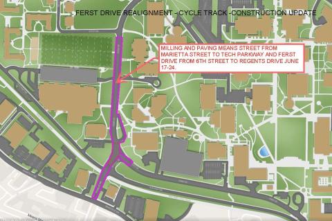 Logistics plan for milling and paving of Ferst Drive
