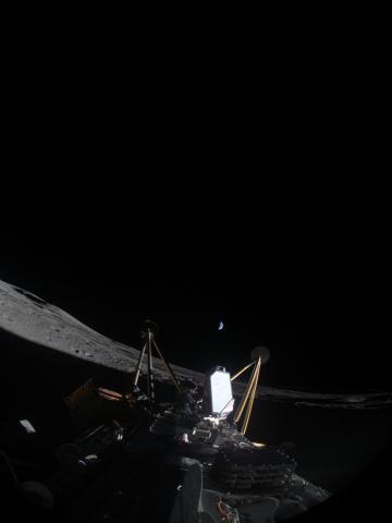 Athena landed on its side with MSOLO glowing. 