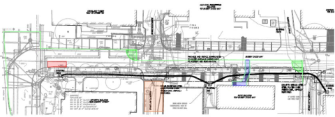 Map of lane closure of Bobby Dodd Way for installation of ductbank
