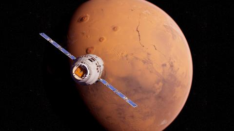 Image of Mars and a satellite 