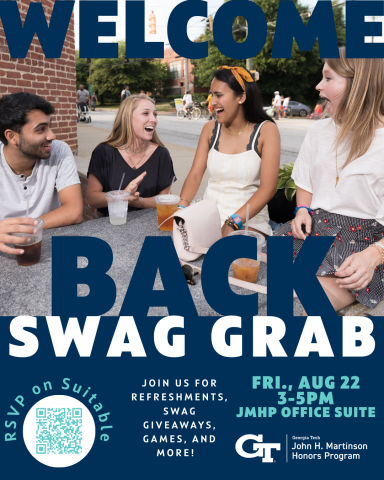 A flyer for the JMHP Welcome Back Swag Grab event on August 22nd, 2025.