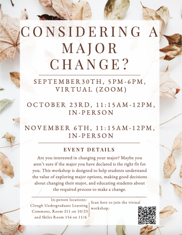 Change of major workshop flyer