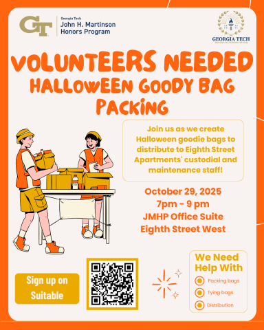 Flyer for the JMHP Halloween volunteer event on October 29th, 2025. 