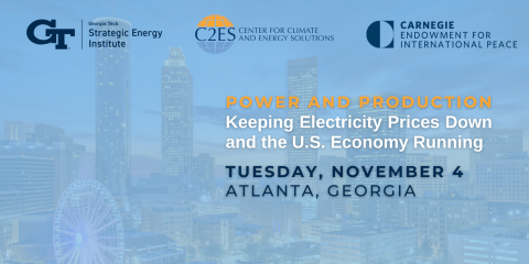 Flyer for Nov 4th Panel on Keeping Electricity Prices Down and the U.S. Economy Running on GT campus