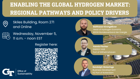 image of three men who will speaking on use of hydrogen as a fuel on hydrogen port background