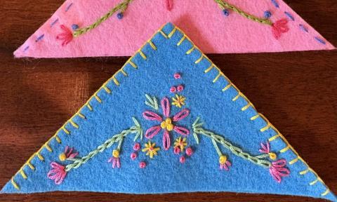 Felt Bookmark Embroidery Workshop; image of embroidery work
