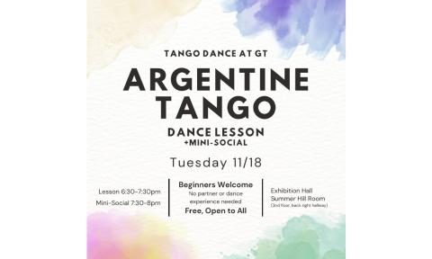 Argentine Tango: Dance Lesson, Tuesday, 11/18