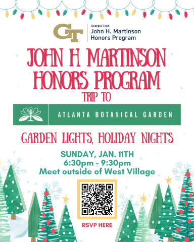 A flyer for the JMHP trip to the Atlanta Botanical Gardens on January 11th, 2026. 