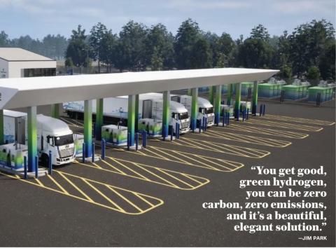 Image showing Long-haul Trucks in a Hydrogen Fueling Area