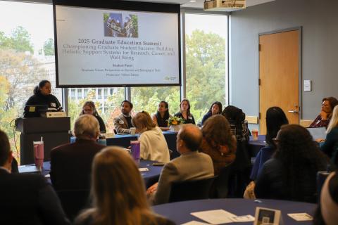 Graduate Students during a panel discussion at the second annual Graduate Education Summit