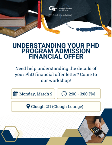 Flyer for PhD Program Admission Financial Offer Workshop