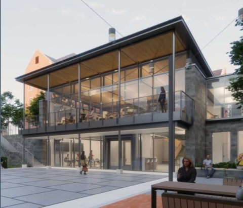 Rendering of the planned connector entrance to Smith and Howell residence halls.