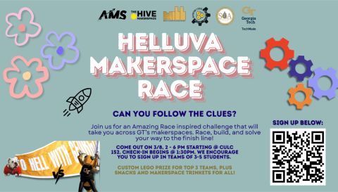 Helluva Makerspace Race Flyer with QR code