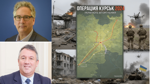 Adam Stulberg, Stephan De Spiegeleire, and a graphic with photos and maps of the war in Ukraine.