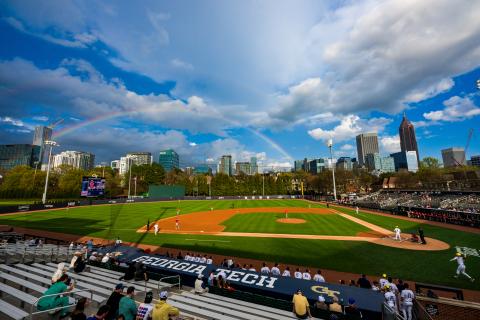 Rainbow over Mac Nease Baseball Park at Russ Chandler Stadium