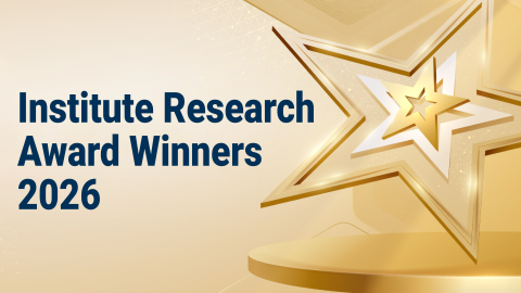 Banner graphic with a gold star trophy and the text “Institute Research Award Winners 2026.”