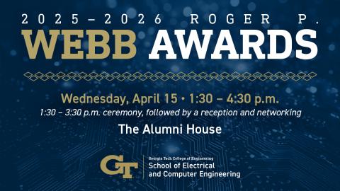 Graphic showing information on the 2026 Roger P. Webb Awards.